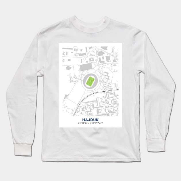 Stadion Poljud Map Design Long Sleeve T-Shirt by TopFootballStadiums